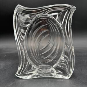 Vintage Mikasa Lead Crystal Emotion 4.5" x 6.5" Photo  Swirl Oval Frame 9" x 7"